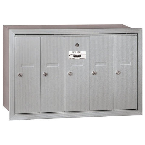 Salsbury Industries 3505ARP Recessed Mounted Vertical Mailbox with Master Commercial Lock, Private Access and 5 Doors, Aluminum