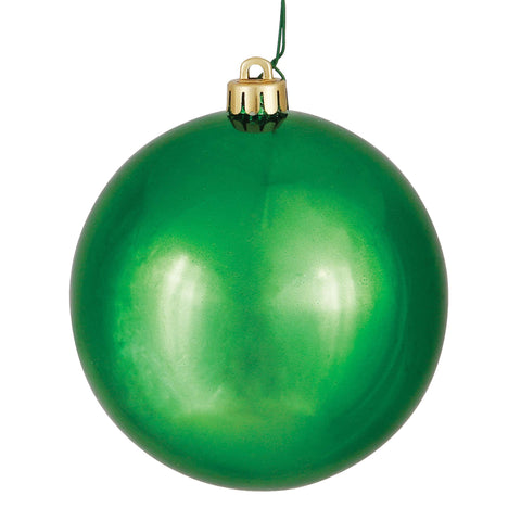 Vickerman 3" Green Shiny Ball Ornament - 12 per Box - Shatterproof and UV Resistant - Durable and Reliable - Festive Green Christmas Ornaments - Christmas Ornaments