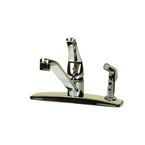 Empire Faucets SL801F-3 3-Hole Metallic Single Lever Kitchen Faucet with D-Spout Blade Handle & Sprayer - Chrome