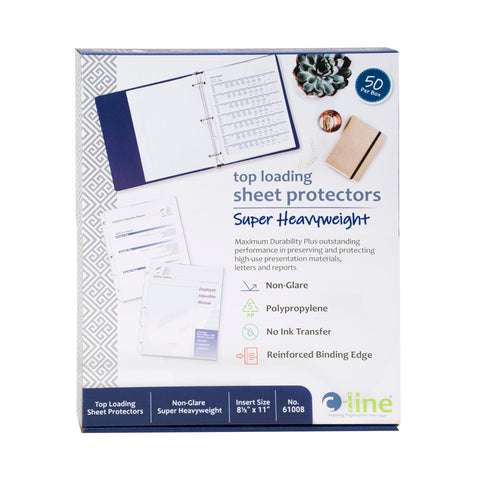 C-Line Top Loading Super Heavyweight Poly Sheet Protectors, Non-Glare, 11 x 8.5 Inches, 50 per Box (61008)