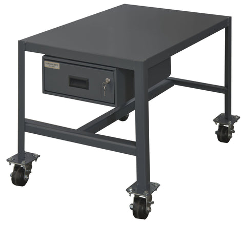 Mobile MT Workbench 24 x 48 Top Shelf Only with Drawer 14 Gauge Steel 2000 lbs. Capacity 3 x 1-13/16 Phenolic Casters - (4) Swivel with Side Brakes Textured Powder Paint Gray