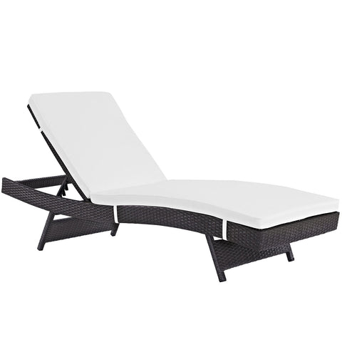Modway Convene Wicker Rattan Outdoor Patio Chaise Lounge Chair in Espresso White