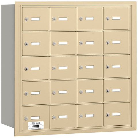 Salsbury Industries 3620SRP 4B Plus Horizontal Mailbox, 20 A Doors, Rear Loading, Private Access, Sandstone