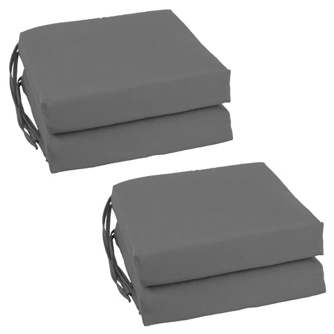 Blazing Needles Twill Chair Cushion, 16 x 16, Steel Grey 4 Count