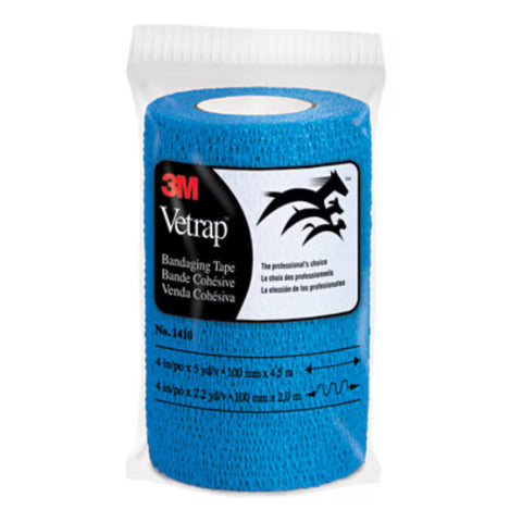 3M Vetrap 4 inch x 5 yard Self-Adherent Bandaging Tape - Blue (Single Roll)