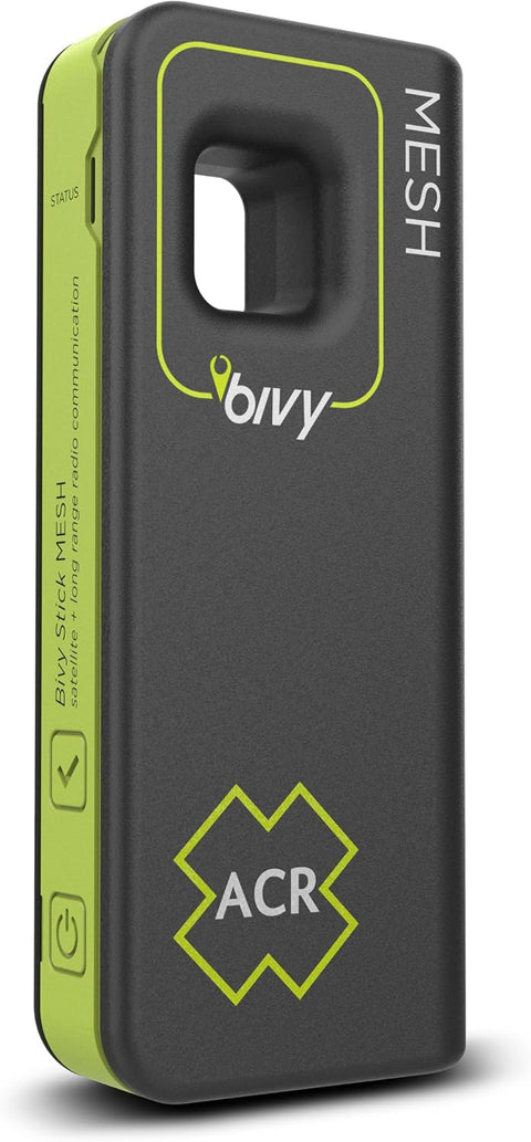 ACR Bivy Stick MESH Satellite Communicator - Dual-Mode LoRa®-Enabled Mesh & Global Iridium Coverage, Two-Way SMS, GPS Tracker, Group Messaging, SOS Emergency with 24hr Reserve Battery - iOS/Android