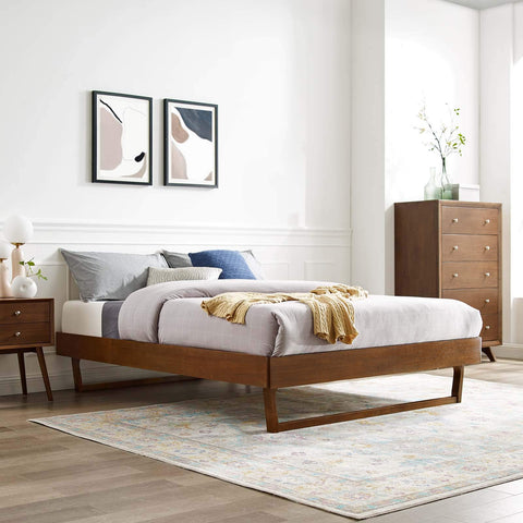 Modway MOD-6214-WAL Billie Queen Wood Platform Bed Frame, Walnut