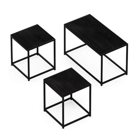 Furinno Camnus Modern Living Room Table Set with One Coffee Table and Two End Tables Americano