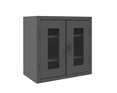 Durham Extra Heavy Duty Welded 12 Gauge Steel Clearview Counter Top Lockable Storage Cabinet with Lexan Door, HDCC243636-2S95, 1900 lbs Shelf Capacity, 24" Length x 36" Width x 36" Height, 2 Shelves