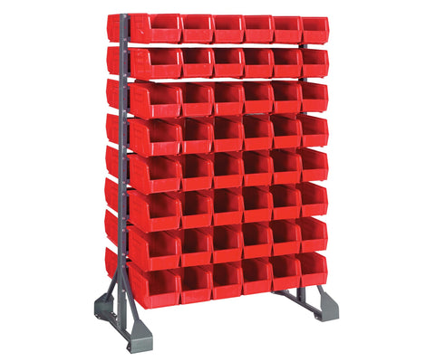 Quantum Storage Systems QRU-16D-230-96RD Double Sided Rail Systems Complete Package with Bins, 36”L x 20”W x 53”H Red