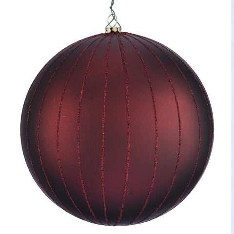 Vickerman 6" Burgundy Matte Glitter Ball Christmas Ornament. Includes 2 Pieces per Bag.