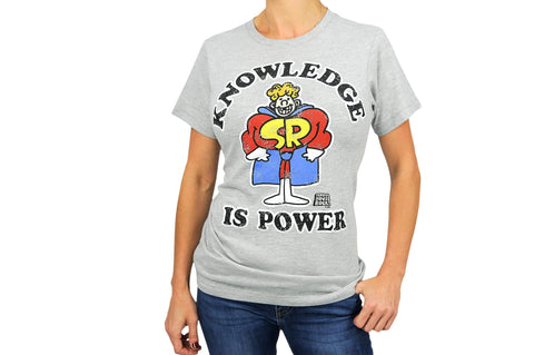 Ripple Junction Schoolhouse Rock! "Knowledge Is Power" Adult T-Shirt (Grey, XL) - Features Schoolhouse Rocky Caped Superhero From 1970's Educational Musical Cartoon Series