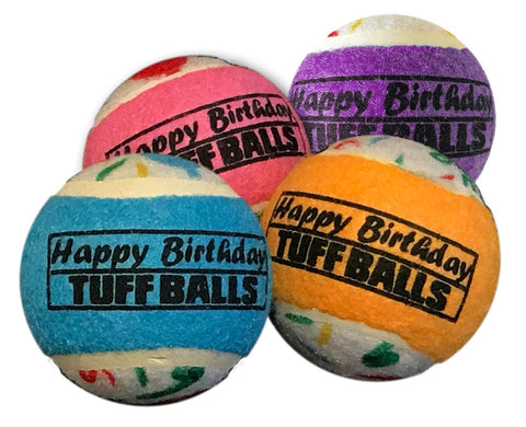 PetSport Jr. Happy Birthday Tuff Balls (1.8" Happy Birthday Tuff Balls Jr 4PK)