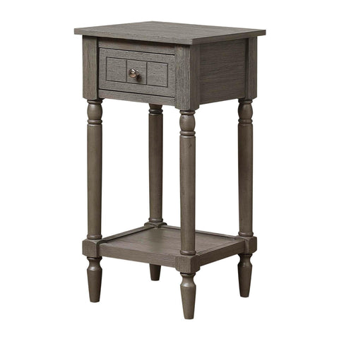 Convenience Concepts French Country Khloe 1 Drawer Accent End Table 14" - Traditional Farmhouse Side Table with Storage Drawer and Shelf for Living Room, Wirebrush Dark Gray