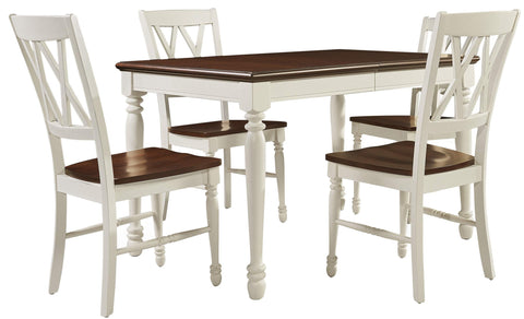 Shelby 5-Piece Dining Table Set For 4 Distressed White - Table & 4 Chairs