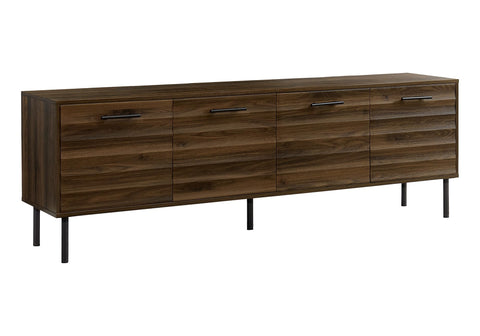 Monarch Specialties I 2727 TV Stand 72"– Media Console with Cabinets, Brown Laminate & Black