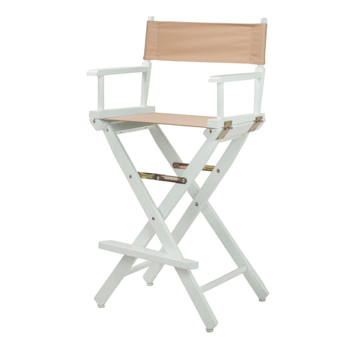 Casual Home Director's Chair ,White Frame/Tan Canvas,30" - Bar Height