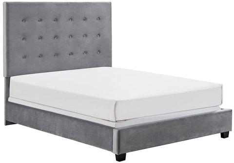 Reston Square Upholstered King Bedset In Shale Microfiber