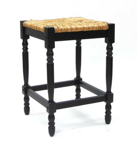 Ryan 24 Turned Leg Rush Seat Stool: Ant. Black