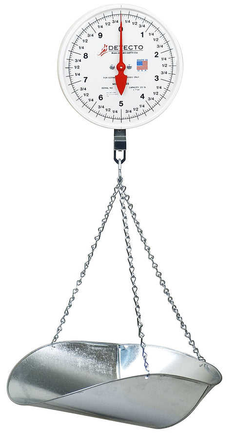 Hanging Dial Scale, 40 Lb Capacity, Scoop