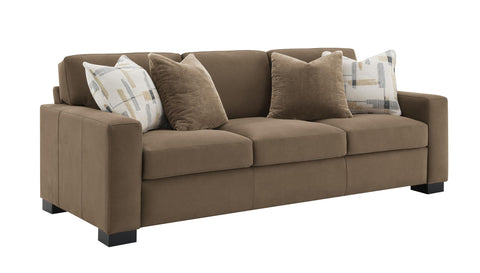 Acme Darya Transitional Fabric Upholstered Sofa with 4 Pillows in Brown
