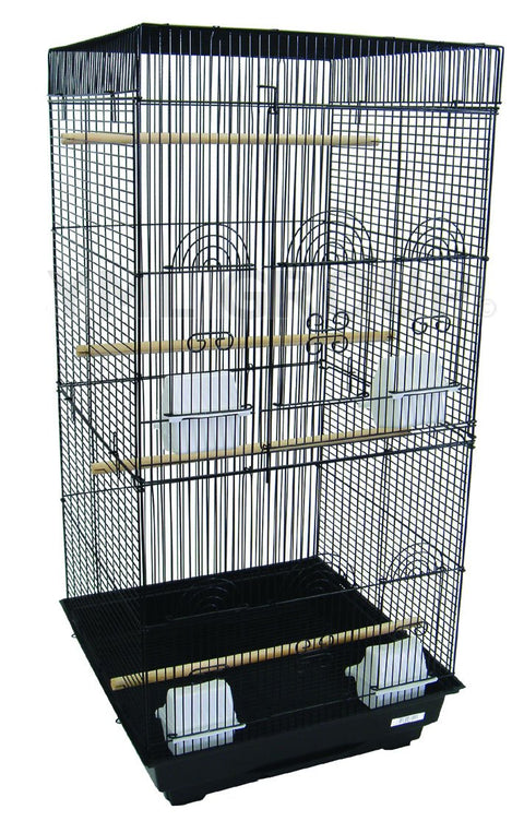 YML Tall Flat TOP Four Door Small Bird CAGE, Black