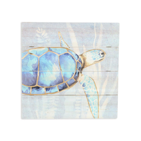 Coralia Coasting Sea Turtle Wooden Wall Art