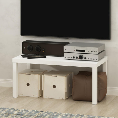 Furinno Simplistic TV Stand, Modern Entertainment Center, Triple Thick TV Table, TV Console for TV up to 40 Inch, for Living Room, Bedroom, White