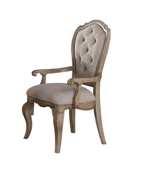 ACME Furniture Dining Chair, Beige Fabric & Antique Taupe