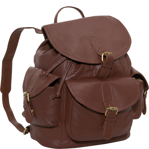 Amerileather Urban Buckle- Flap BackPack (Brown)