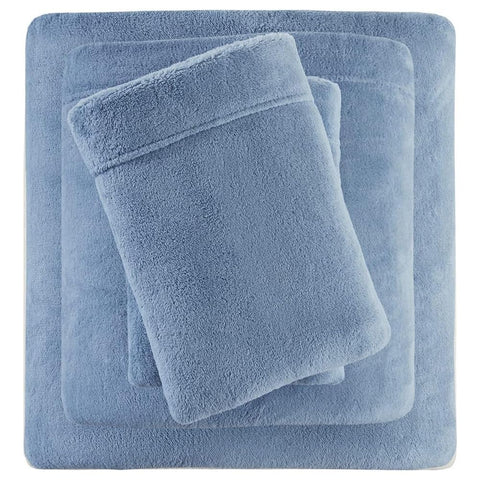 Oakestry 4-Piece True North Soloft Plush Bed Sheet Set 14" Deep Pocket Warm Soloft Plush Sheets Wrinkle Resistant with Matching Pillow Case, King, Blue