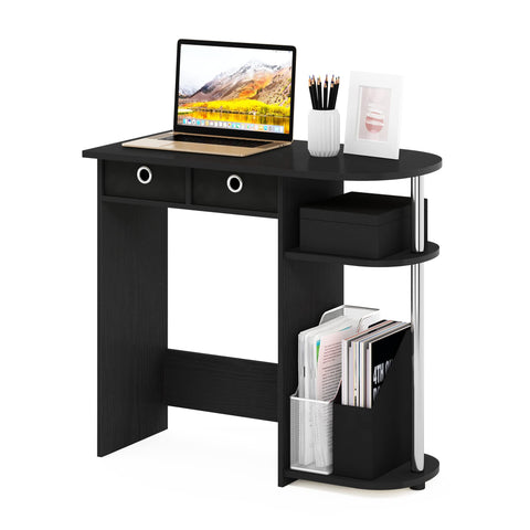 Furinno Go Green Desk, 31.5" Wide Gaming Desk with 2 Side Shelves and Storage Bins, Computer Desk, Office Desk for Home Office, Study Room, Dorm, Bedroom, Americano