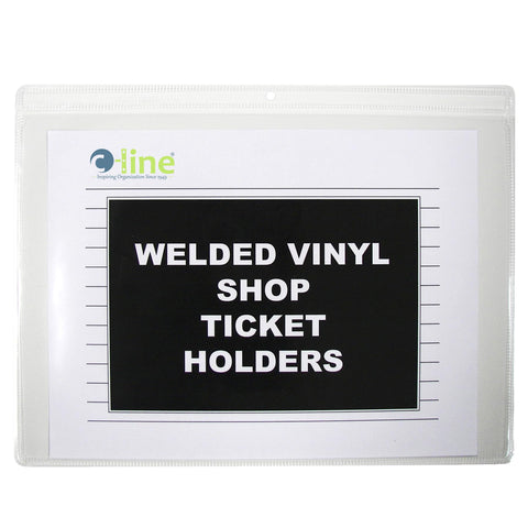 C-Line Vinyl Shop Ticket Holders, Both Sides Clear, Open Long Side, 12 x 9 Inches, 50 per Box (80129)