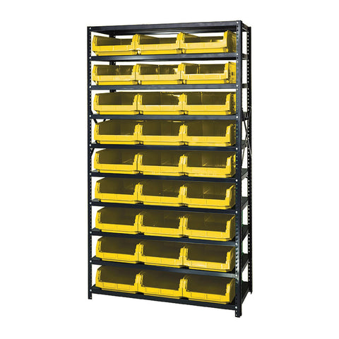 Quantum Storage Systems MSU-531YL Solid Heavy Duty 10 Shelves 27 MAGNUM Yellow Bins 75" H x 42" W x 18" D