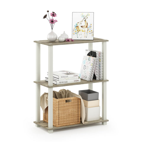 Furinno TURN-S-TUBE Storage Shelves, 3-Tier Book Shelf, Corner Shelf, Toolless Open Shelves, for Organization and Storage, Living Room, Garage, Home Office, Sonoma Oak