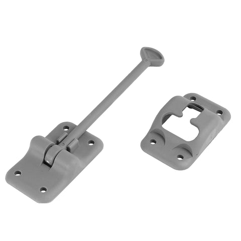 RV Designer E238 Entry Door Holder - T-Style RV Door Holder 6" Gray - Durable Plastic for Camper/RV Doors - Easy Install with Plunger & Screws - Top RV Accessories