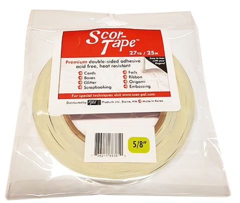 Scor-Tape 5/8" Double-Sided Adhesive Tape, 27 Yards, Acid-Free, Ultra-Thin, Perfect for Card Making, Scrapbooking & Paper Crafts, Single Roll