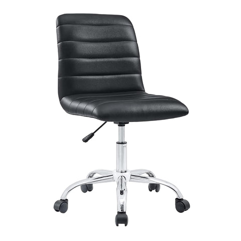Modway Ripple Ribbed Armless Mid Back Swivel Computer Desk Office Chair In Black