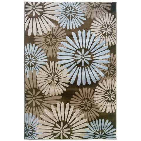 Linon Rugs Milan Rectangular Area Rug in Brown and Blue-8' x 10'3" - 8' x 10'3"