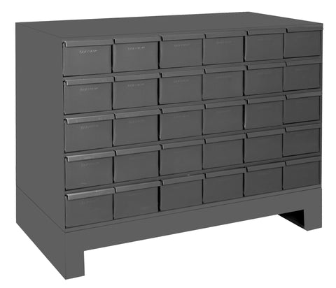 30 Drawers 12-1/4 Inch Deep Steel Construction For Small Part Storage Gray