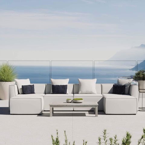 Modway EEI-4383-WHI Saybrook Patio Upholstered 6-Piece Sectional Sofa in White