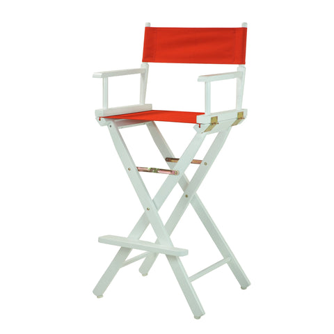 Casual Home Director's Chair ,White Frame/Red Canvas,30" - Bar Height