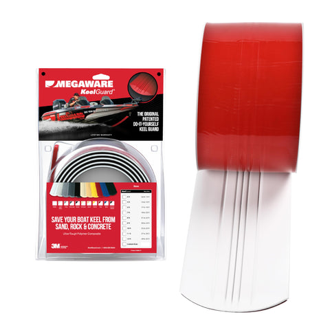MEGAWARE KEELGUARD USA-Made, Original DIY Keel Guard, 5-Inch Wide, 4-12ft Sizes, 11 Colors, Complete Install Kit with Primer, Hull Protector, for Fiberglass and Some Aluminum Boats (White)