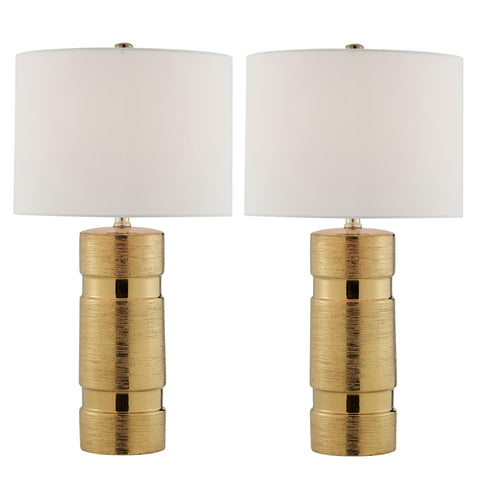 Lite Source Lucano Brushed Gold Ceramic Table Lamps Set of 2