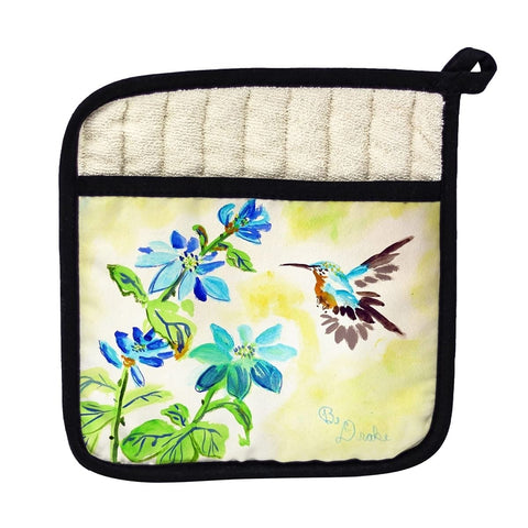 Betsy Drake PT1009 Aqua Hummingbird Pot Holder