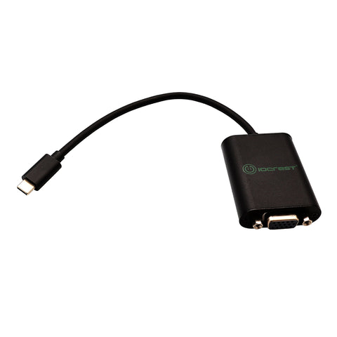 USB 3.1 (5G) Type-C to VGA Adapter, DP1.2 Alt Mode, Black Color, Cypress CYPD1120 Chipset