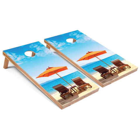 Skip's Garage Beach Umbrella Cornhole Boards All-Weather Cornhole Boards - PVC - Include Carrying Case