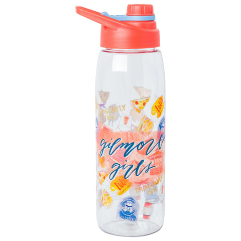 Silver Buffalo Gilmore Girls Icons Water Bottle with Screw Lid, 28 Ounces