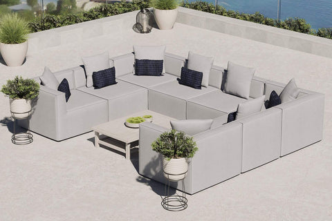 Modway EEI-4388-GRY Saybrook Patio Upholstered Sectional Sofa in Gray, 8-Piece Set