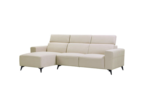 Pasargad Home Modern Bari Sectional Sofa with Push Back Functional, Left Facing Chaise Beige Color